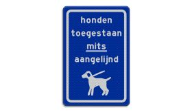 Aluminium DOR verkeersbord model 6 honden aangelijnd - levensduur 20 jaar - afmeting 400x600mm