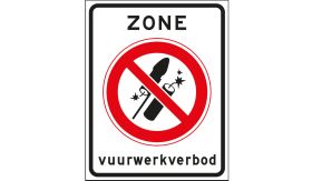 Aluminium DOR verkeersbord begin vuurwerkvrije zone - levensduur 20 jaar - levensduur 20 jaar - afmeting 530x670mm