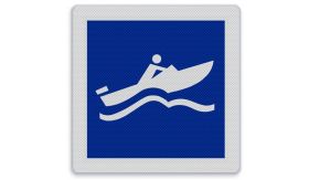 Aluminium DOR Scheepvaartbord E.21 snel varen voor kleine schepen toegestaan - levensduur 20 jaar - afmeting 600x600mm