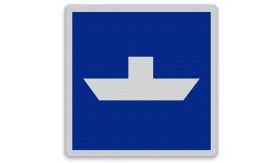 Aluminium DOR Scheepvaartbord E.4b vrijvarende veerpont - levensduur 20 jaar - afmeting 1000x1000mm