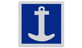 Aluminium DOR Scheepvaartbord E.6 toestemming te ankeren - levensduur 20 jaar - afmeting 600x600mm
