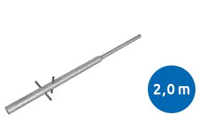 Halsversterkte stalen flespaal 76x48mm rond met een lengte van 2000mm en losse ankers