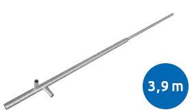 Halsversterkte stalen flespaal 76x48mm rond met een lengte van 3900mm en vaste ankers