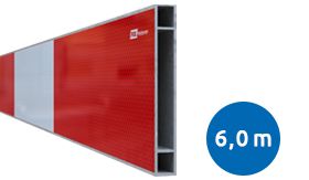 Aluminium BB16 schrikhekplank SNB20 6000mm breed enkelzijdig voorzien van klasse III rood/wit retroreflecterende blokken