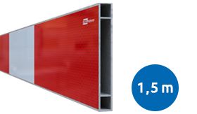 Aluminium BB16 schrikhekplank SNB20 1500mm breed dubbelzijdig voorzien van klasse II rood/wit retroreflecterende blokken