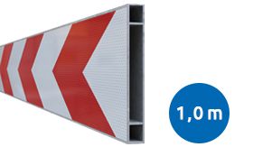 Aluminium BB18 schrikhekplank SNB20 1000mm breed dubbelzijdig voorzien van klasse III rood/witte retroreflecterende pijlen