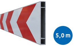 Aluminium BB18 schrikhekplank SNB20 5000mm breed dubbelzijdig voorzien van klasse III rood/witte retroreflecterende pijlen