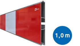 Aluminium BB16 schrikhekplank 1-sleuf 1000mm breed enkelzijdig voorzien van klasse III rood/witte retroreflecterende blokken