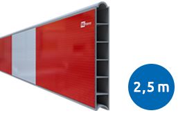 Kunststof BB16 schrikhekplank 2500mm breed enkelzijdig voorzien van klasse III rood/witte retroreflecterende blokken