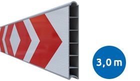 Kunststof BB17 schrikhekplank 3000mm breed enkelzijdig voorzien van klasse III rood/witte retroreflecterende pijlen