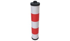 Zuilkoker - aluminium - 3 wit / 2 rood + alu. kap 76/48 - Klasse 3