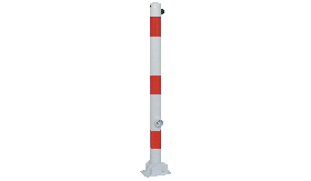 1570460FUB-Afzetpaal klapbaar - 60 mm Ø - driekantslot - wit/rood - voetplaat