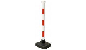 Kettingpaal met inklapbare voet - rood/wit - 900x50 mm Ø