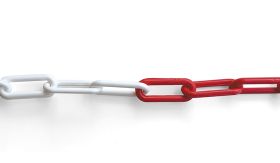 Afzetketting - 6 mm kunststof - wit/rood - per meter