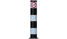 Flexpost BB21 verkeerszuil - wit/zwart + F05 - Klasse 3
