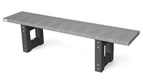 Recycling bank model LONDON zonder rugleuning - in de kleur grijs met een afmeting van 1800x380x440mm