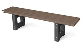 Recycling bank model LONDON zonder rugleuning - in de kleur bruin met een afmeting van 1800x380x440mm