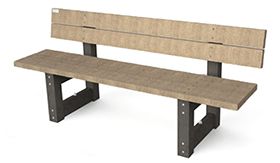 Recycling bank model LONDON met rugleuning - in de kleur beige met een afmeting van 1800x550x770mm