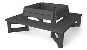 Recycling boombank model LONDON met rugleuning - in de kleur zwart met een afmeting van 1800x1800x770mm