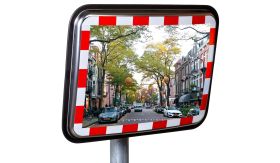 Verkeersspiegel - RVS - 600x450 mm - beugel 76 mm Ø