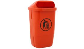 Buitenafvalbak - kunststof - oranje - 50 liter