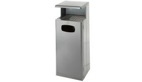 Aluminium buitenafvalbak met asbak - 55 liter - grijs