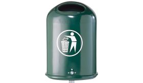 Stalen buitenafvalbak - 45 liter - groen - vuurbestendig