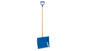 Sneeuwschuiver - rechte houten steel - metalen rand - 41 cm - blauw