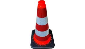 Verkeerskegel - oranje/zwarte vaste voet - R/W kl3 - 50 cm