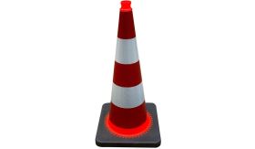 Verkeerskegel - oranje/zwarte vaste voet - R/W kl3 - 75 cm