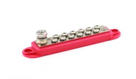 Contactstrip/distributieblok - 12-polig - rood - 12x M6