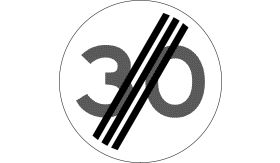 Re-sign verkeersbord RVV A0230 einde maximumsnelheid 30 km per uur - levensduur 20 jaar - afmeting 600 mm rond