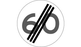 Aluminium DOR verkeersbord RVV A0260 einde maximumsnelheid 60 km per uur - levensduur 10 jaar - afmeting 600mm rond