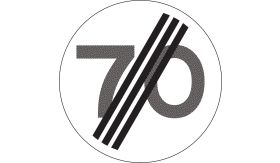 Aluminium DOR verkeersbord RVV A0270 einde maximumsnelheid 70 km per uur - levensduur 20 jaar - afmeting 800mm rond
