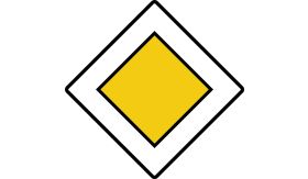 Aluminium DOR verkeersbord RVV B01 voorrangsweg - levensduur 10 jaar - afmeting 400x400mm