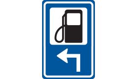 Aluminium DOR verkeersbord RVV BW101lhSp10 routebord tankstation links om de hoek - levensduur 20 jaar - afmeting 400x600mm