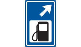Re-sign verkeersbord RVV BW101rbSp10 routebord tankstation rechts aanhouden - levensduur 20 jaar - afmeting 400x600mm
