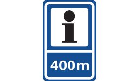 Aluminium DOR verkeersbord RVV BW101S104 informatiepunt 400m - levensduur 20 jaar - afmeting 400x600mm