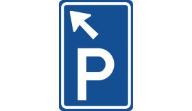Aluminium DOR verkeersbord RVV BW201lb parkeren links aanhouden - levensduur 20 jaar - afmeting 400x600mm