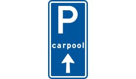 Aluminium DOR verkeersbord RVV BW203b parkeren carpool rechtdoor - levensduur 20 jaar - afmeting 400x800mm