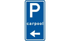 Aluminium DOR verkeersbord RVV BW203l parkeren carpool linksaf - levensduur 20 jaar - afmeting 400x800mm