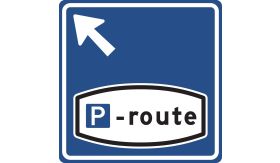 Aluminium DOR verkeersbord RVV BW204lb parkeerroute rechtdoor links aanhouden - levensduur 20 jaar - afmeting 800x800mm