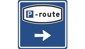 Aluminium DOR verkeersbord RVV BW204r parkeerroute rechtsaf - levensduur 20 jaar - afmeting 600x600mm