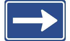 Aluminium DOR verkeersbord RVV C04r eenrichtingsweg rechts - levensduur 20 jaar - afmeting 600x400mm
