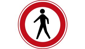 Aluminium DOR verkeersbord RVV C16 gesloten voor voetgangers - levensduur 10 jaar - afmeting 800mm rond