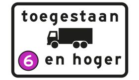 Aluminium DOR verkeersbord RVV C22a5 milieuzone toegestaan vrachtauto's met een een emissieklasse van 6 en hoger - levensduur 20 jaar - afmeting 900x600mm