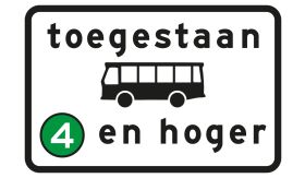 Aluminium DOR verkeersbord RVV C22a6 milieuzone toegestaan bussen met een een emissieklasse van 4 en hoger - levensduur 20 jaar - afmeting 600x400mm