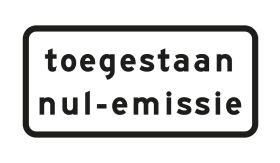Aluminium DOR verkeersbord RVV C22c1 toegestaan nul-emissie - levensduur 10 jaar - afmeting 600x300mm