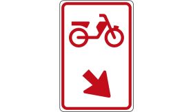 Re-sign verkeersbord RVV D103 bromfieters wisselen van rijbaan naar rechts - levensduur 20 jaar - afmeting 400x600mm