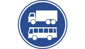 Aluminium DOR verkeersbord RVV F19 rijbaan of -strook bus en vrachtverkeer - levensduur 20 jaar - afmeting 800mm rond
